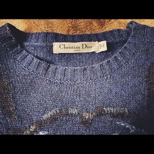 CHRISTIAN DIOR Blue Knit Cashmere Cardigan